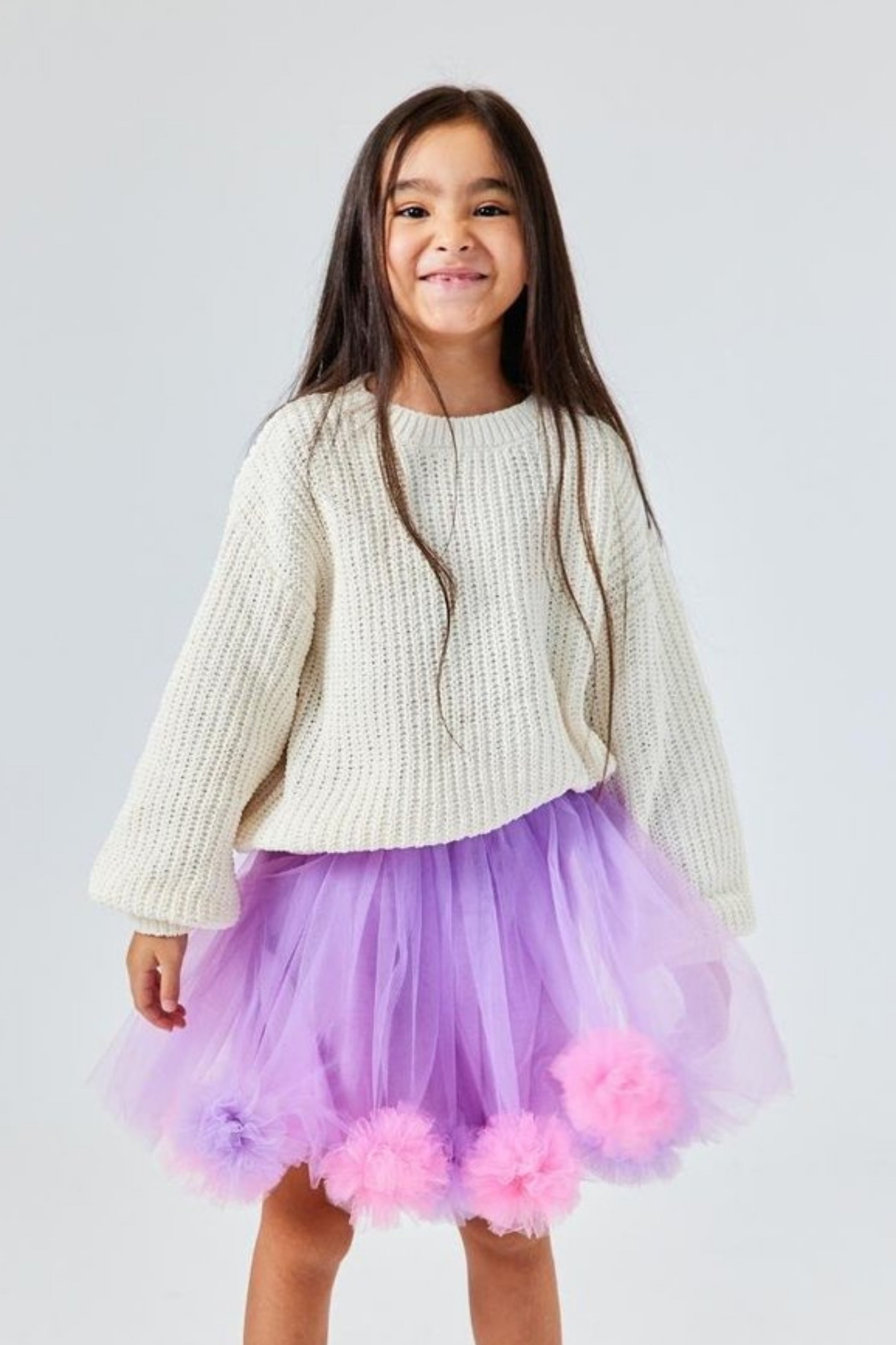 Gonna Glicine Bambina Pom Pom Tulle