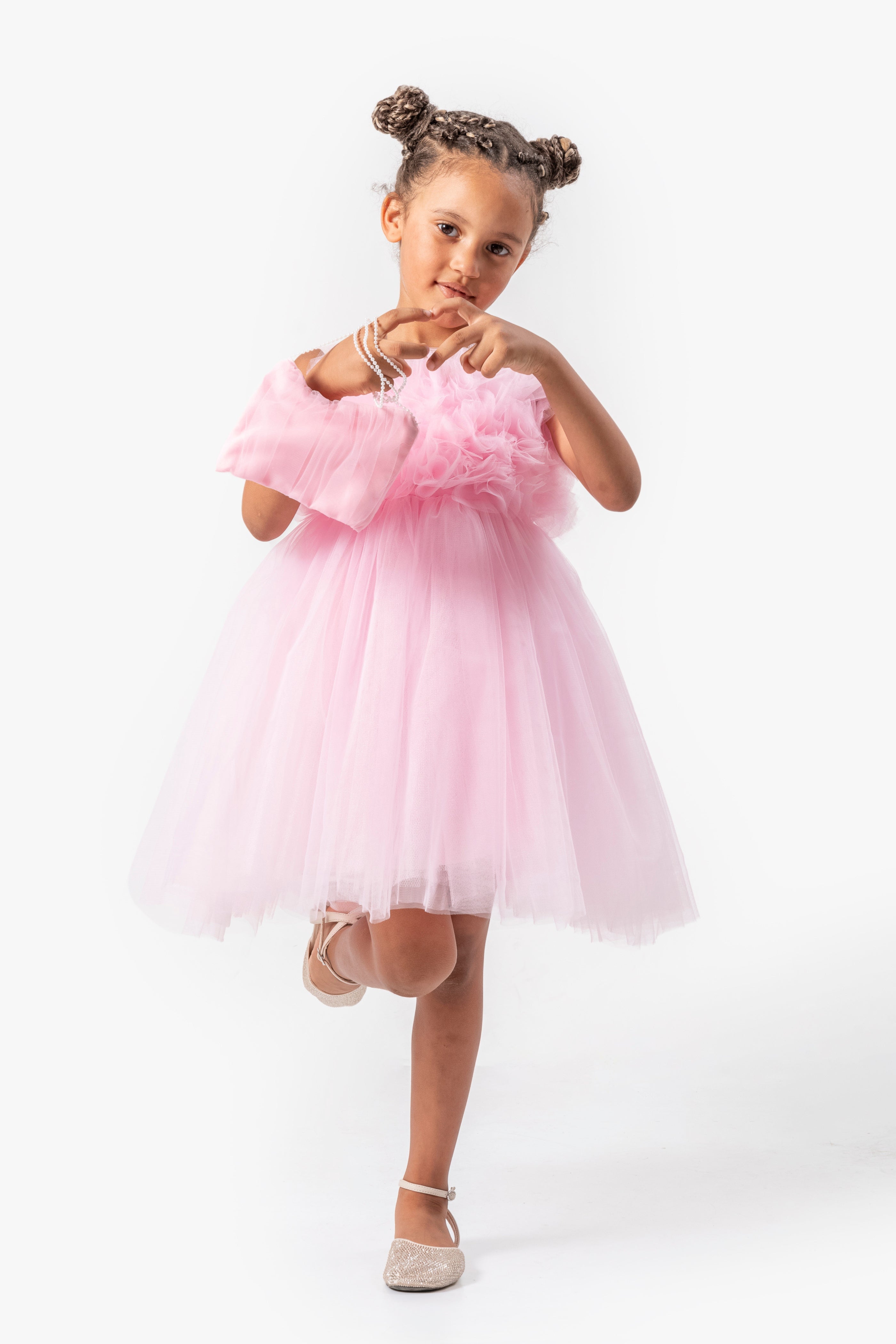 Abito Rosa Bambina Tulle Bubble