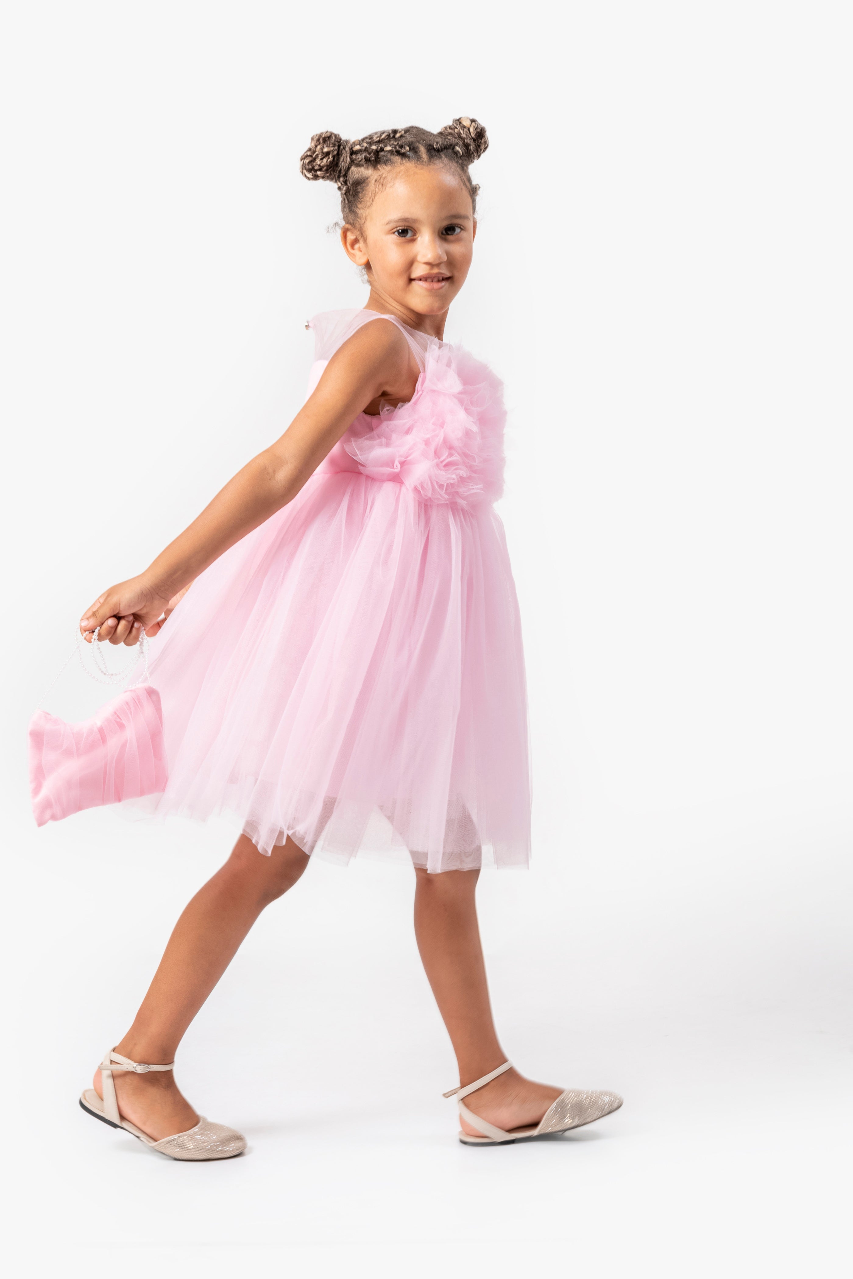 Abito Rosa Bambina Tulle Bubble