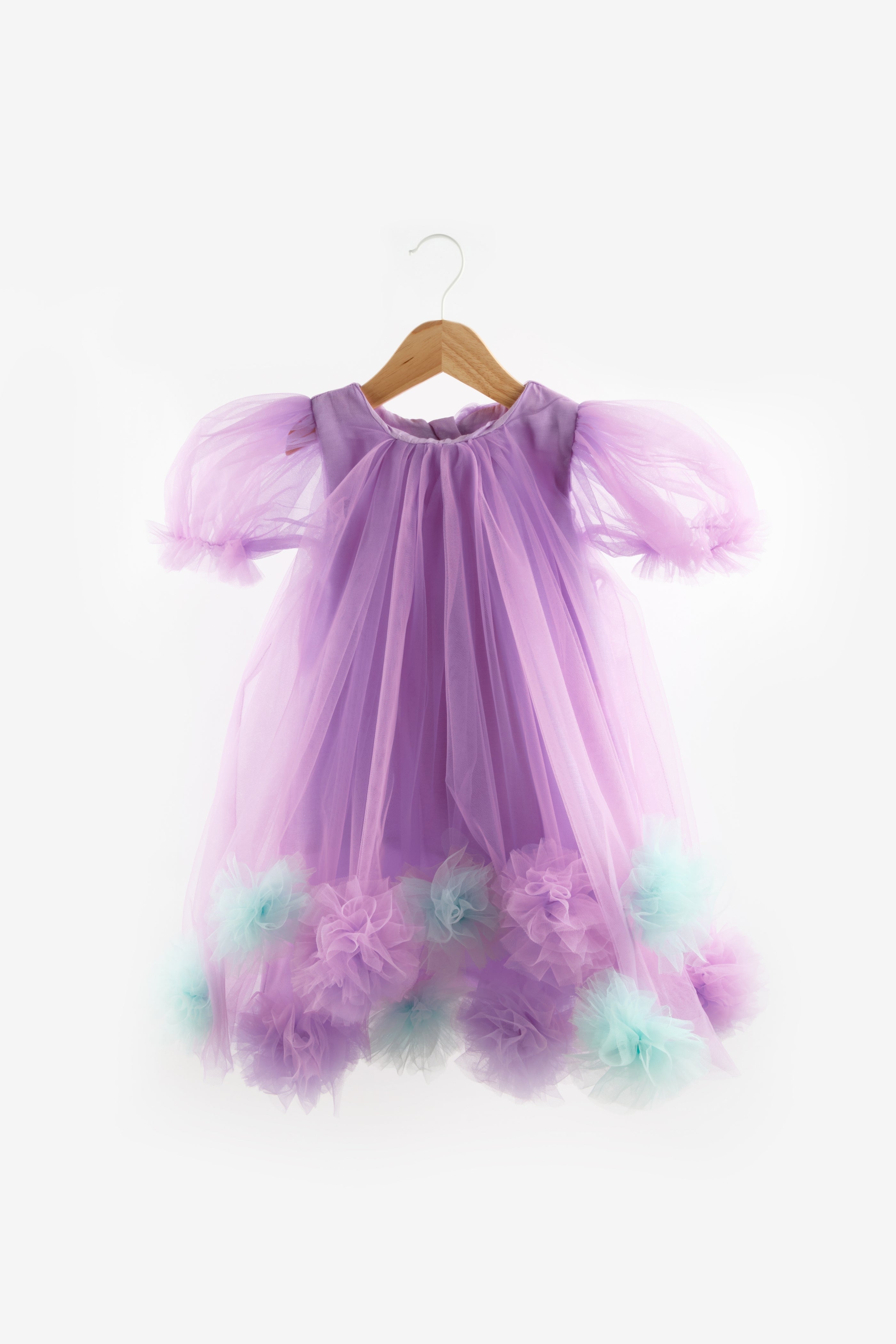 Abito Glicine Bambina Tulle Pom Pom