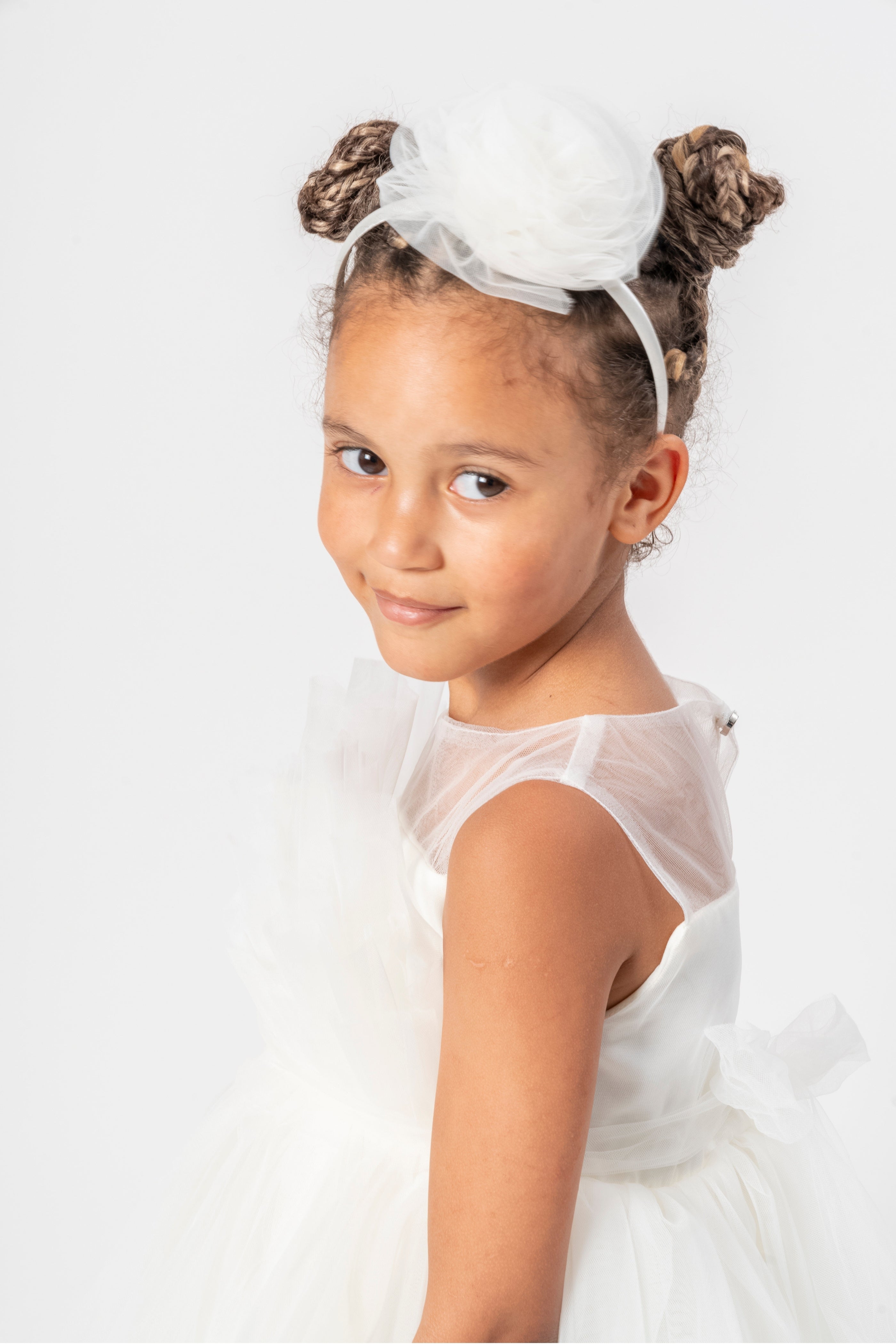 Abito Bianco Bambina Tulle Balloon