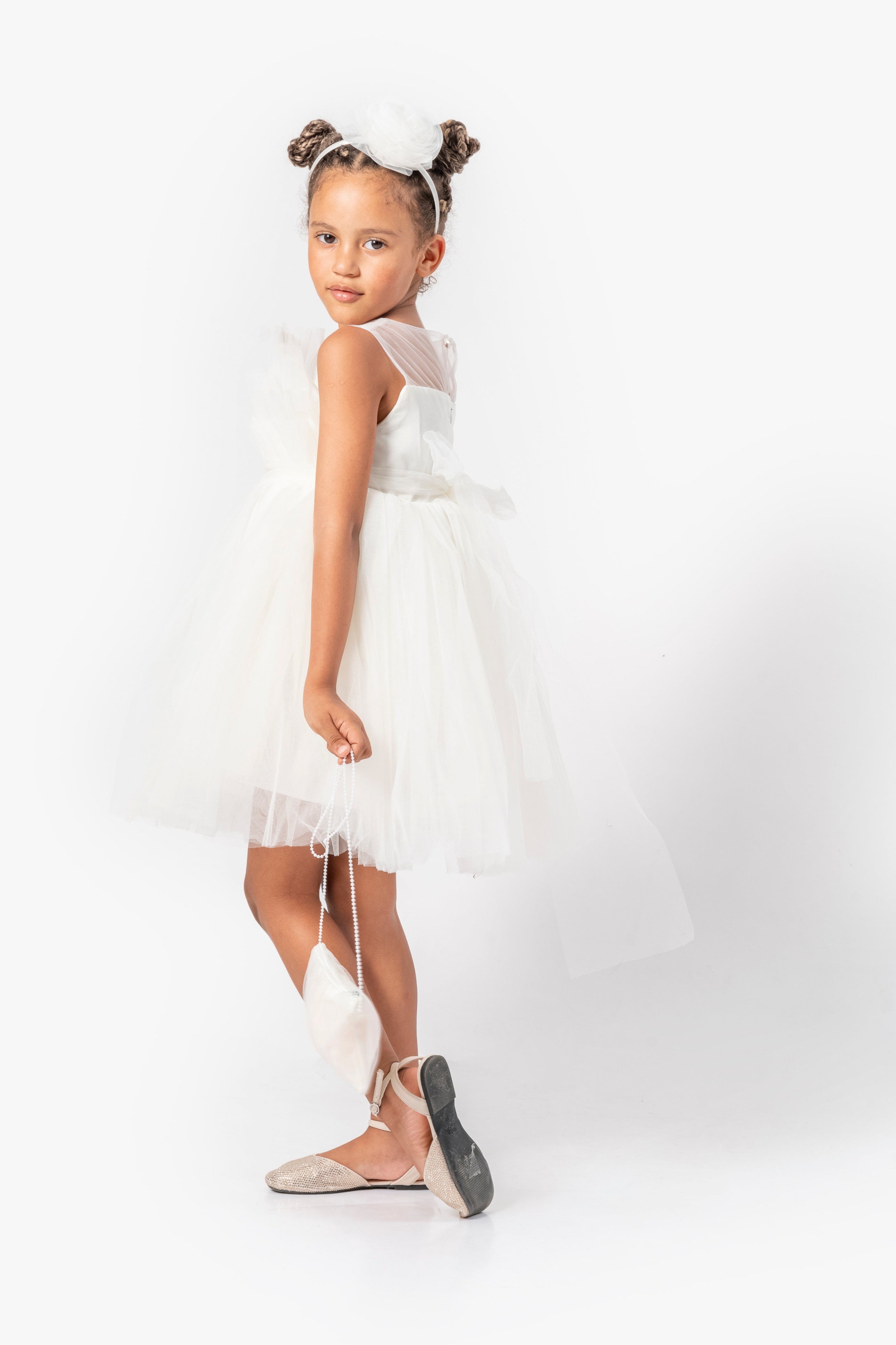 Abito Bianco Bambina Tulle Balloon