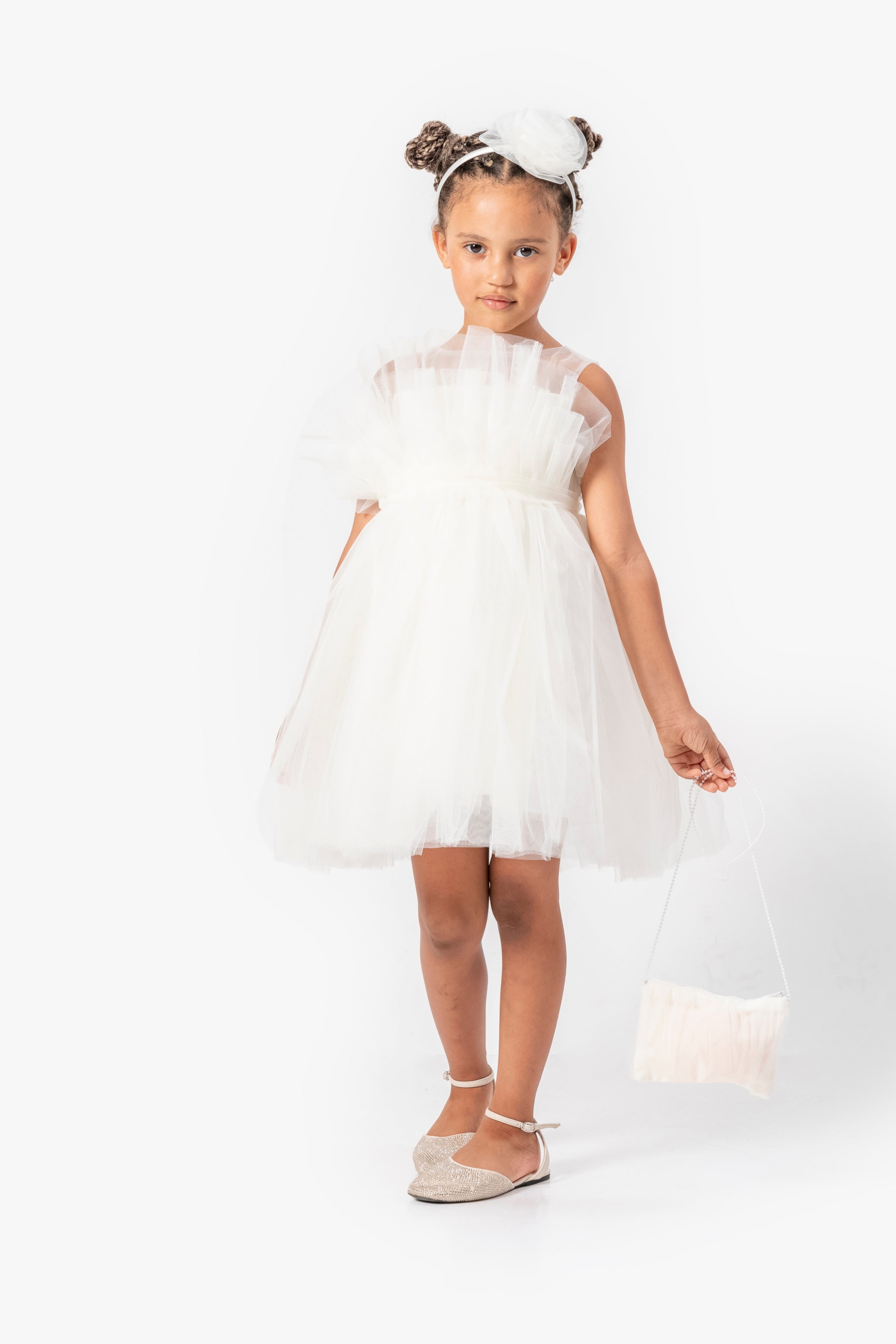 Abito Bianco Bambina Tulle Balloon