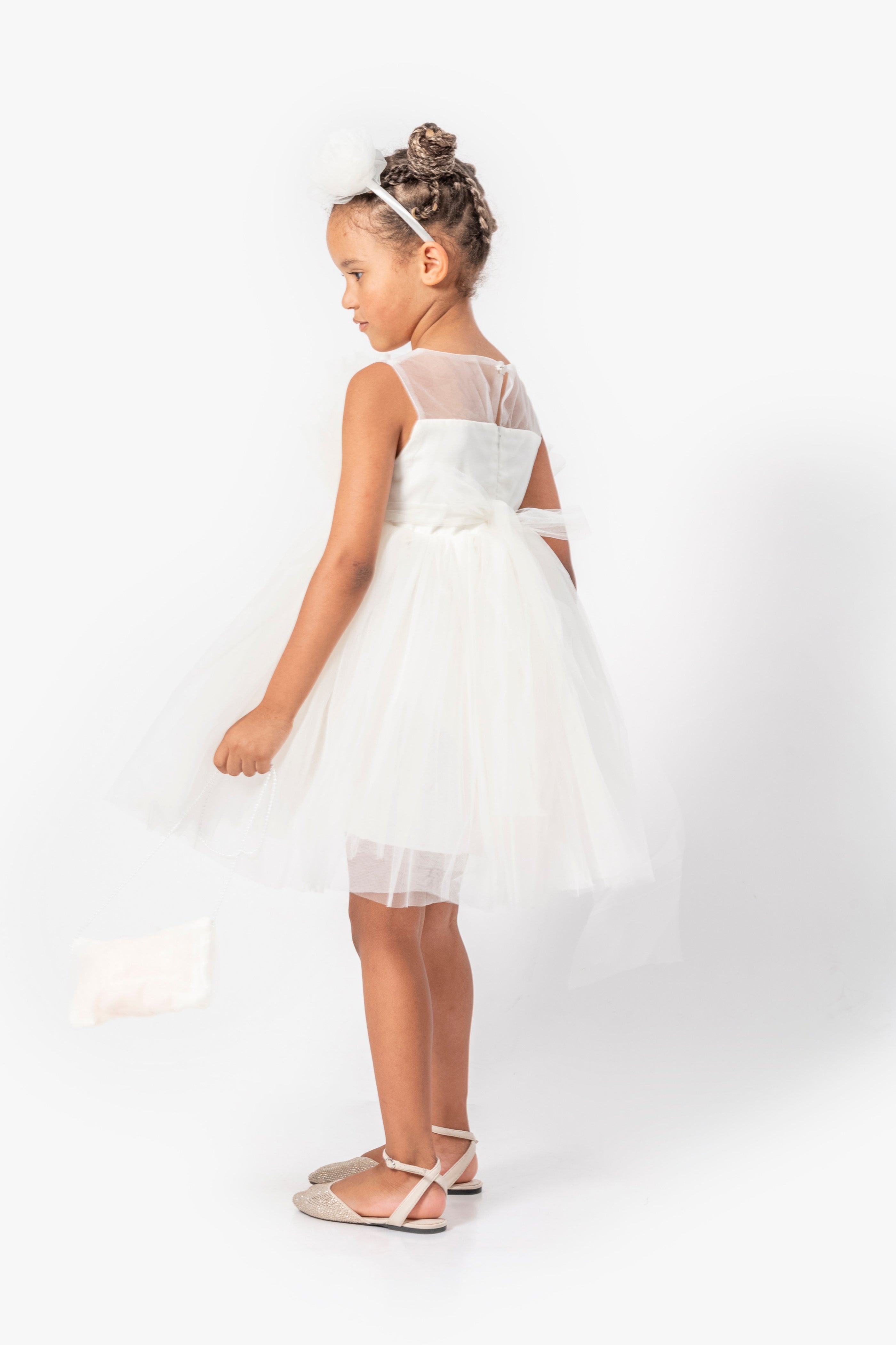 Abito Bianco Bambina Tulle Balloon