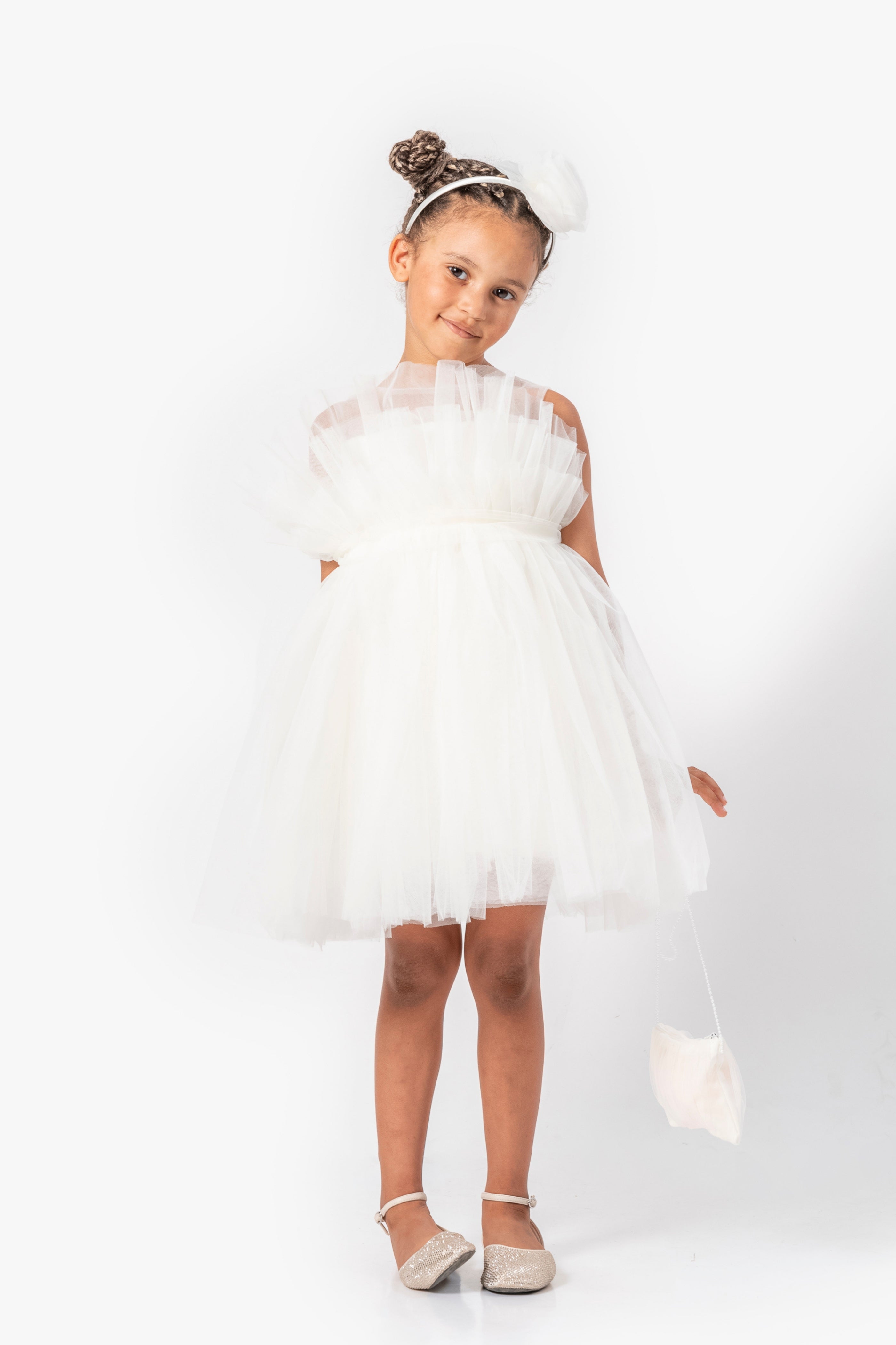 Abito Bianco Bambina Tulle Balloon