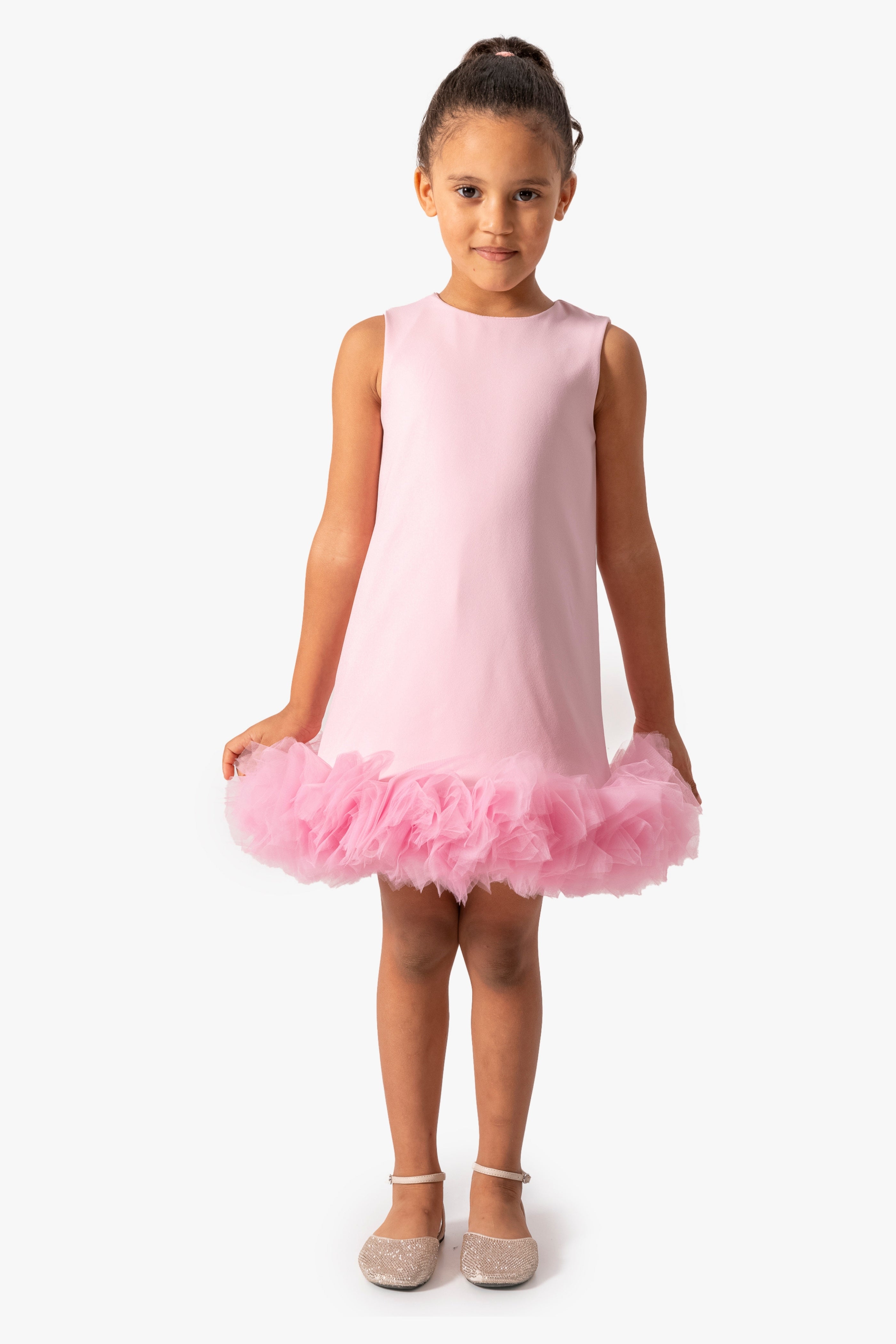 Abito Rosa Bambina Pom Pom Tulle