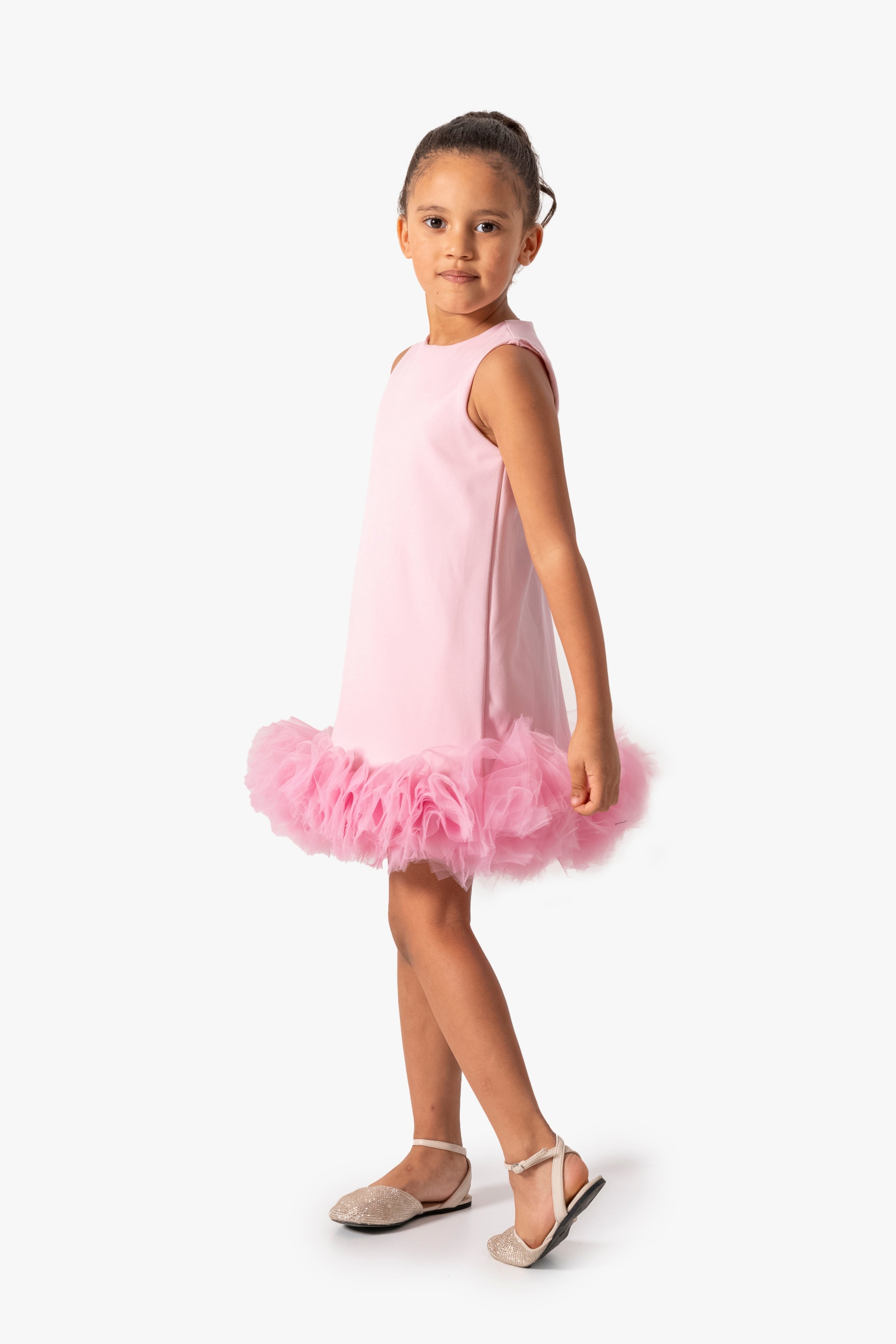 Abito Rosa Bambina Pom Pom Tulle