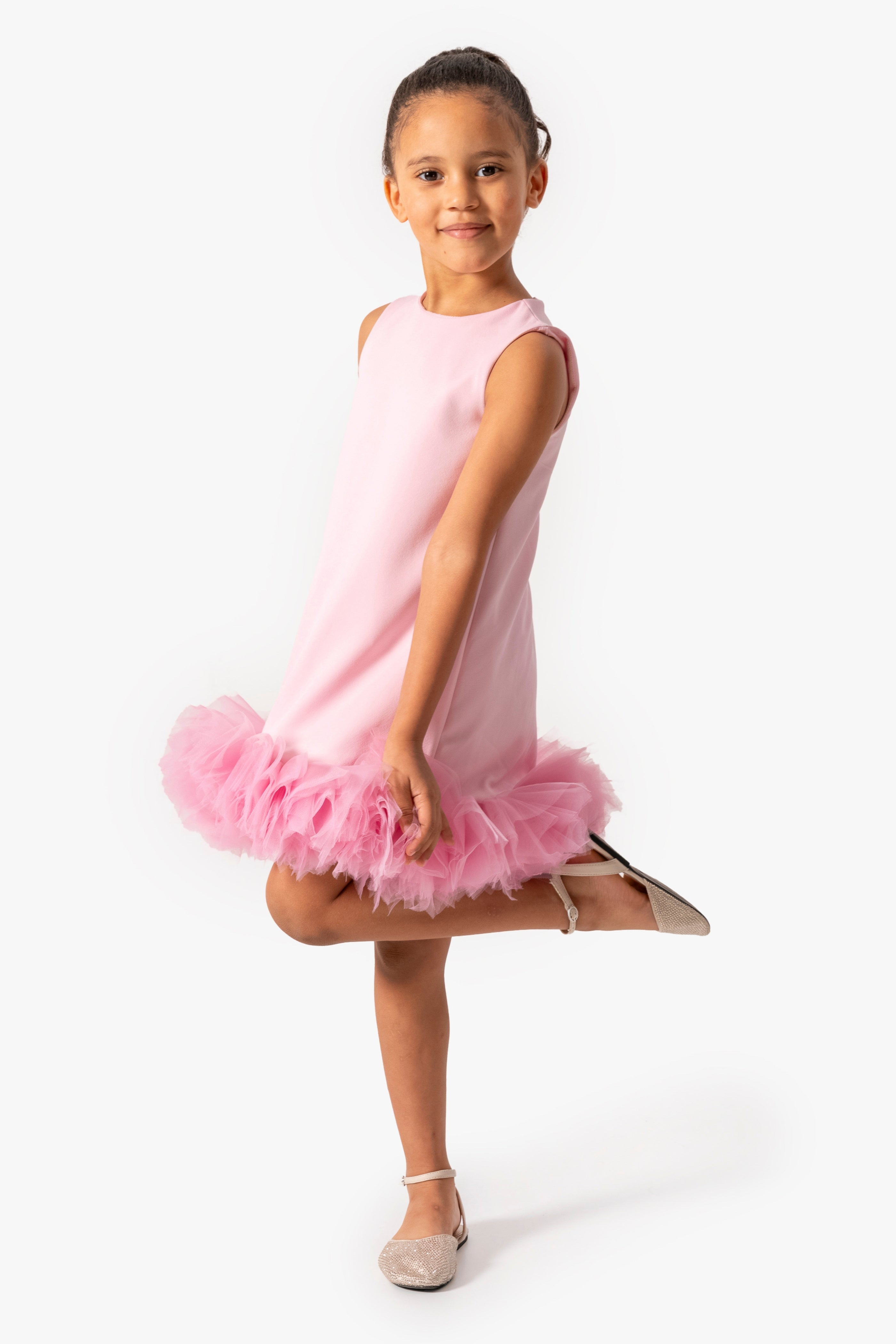 Abito Rosa Bambina Pom Pom Tulle