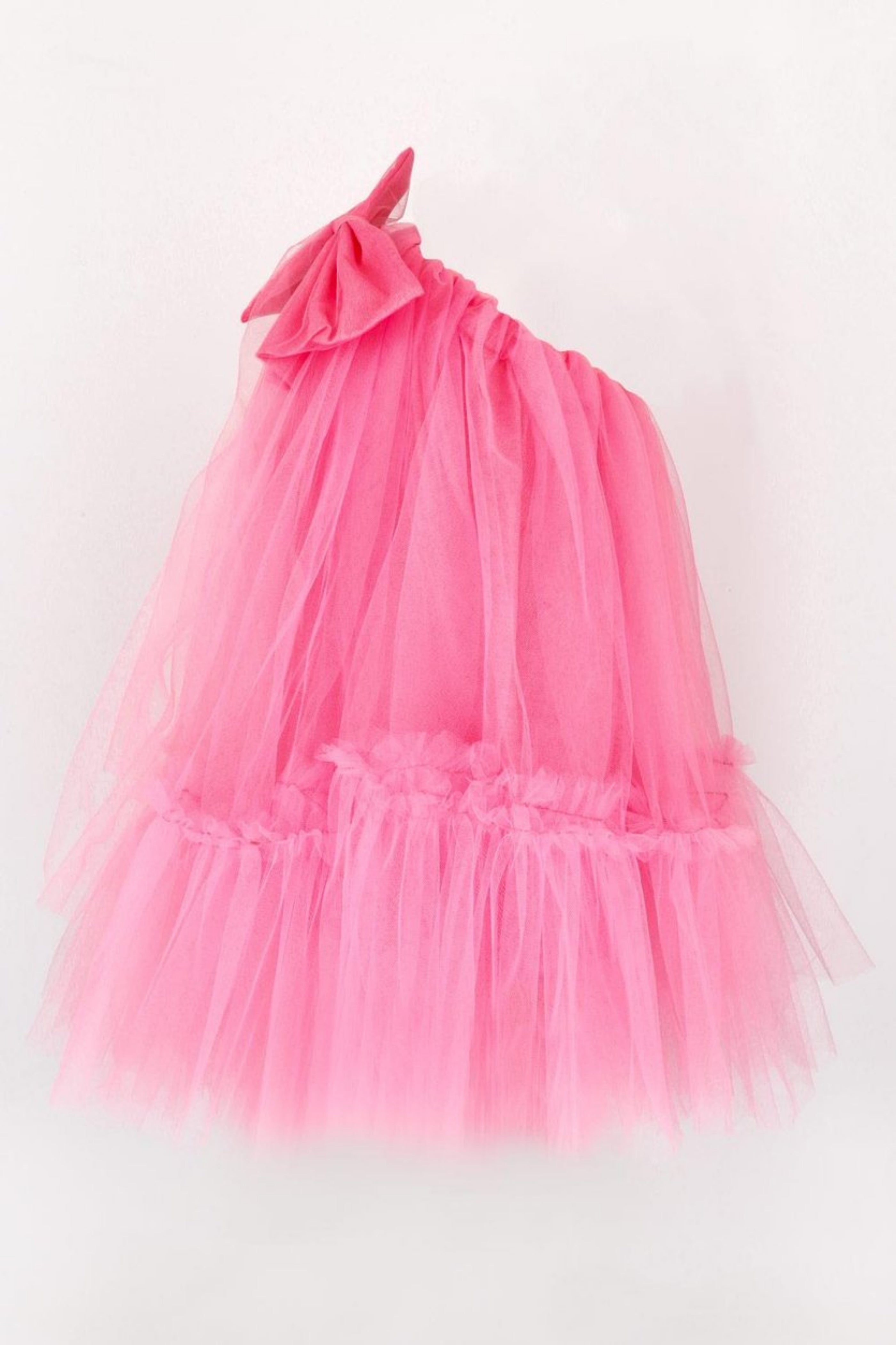 Abito Fucsia Bambina Monospalla Tulle