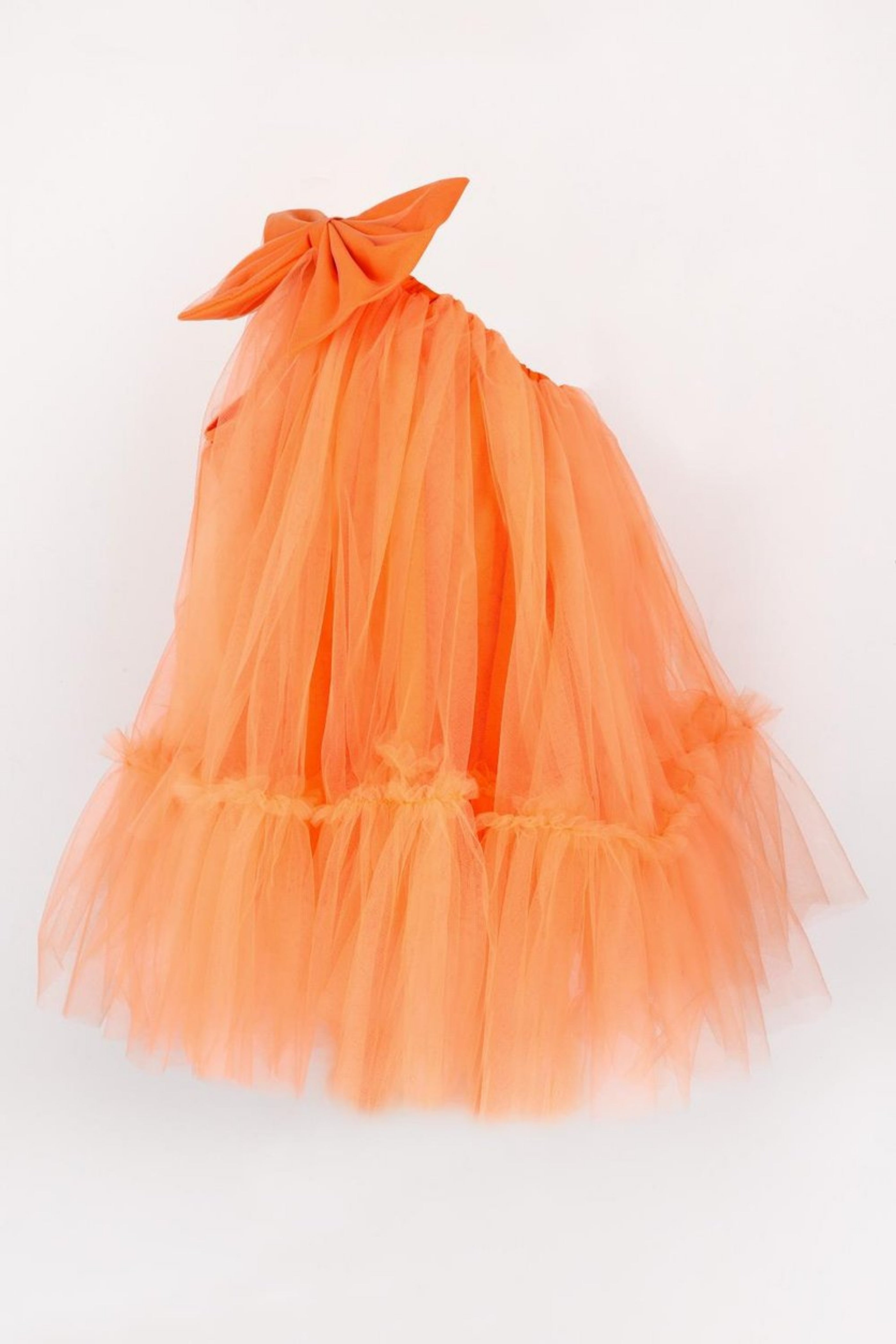 Abito Arancio Bambina Monospalla Tulle