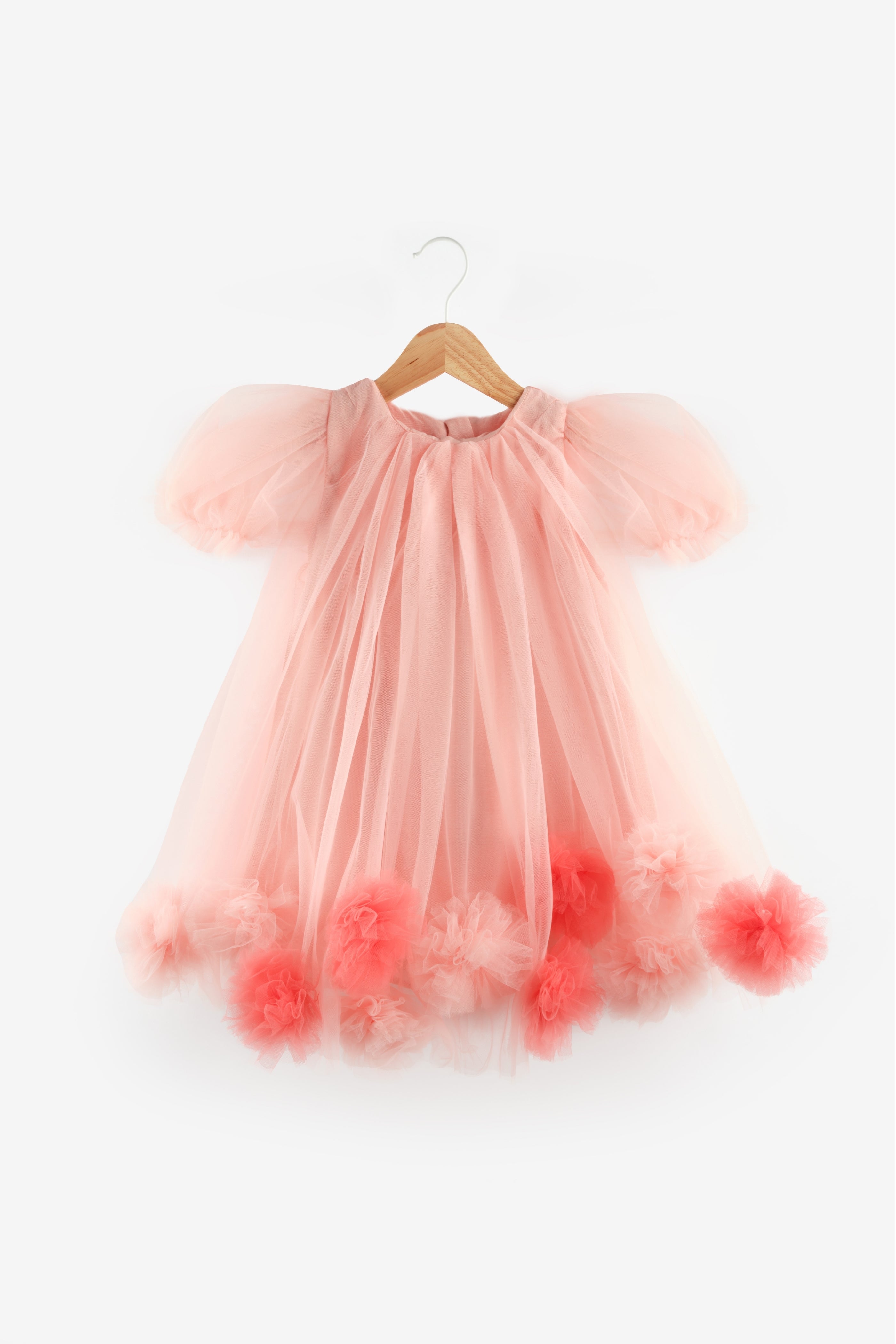 Abito Nude Bambina Tulle Pom Pom