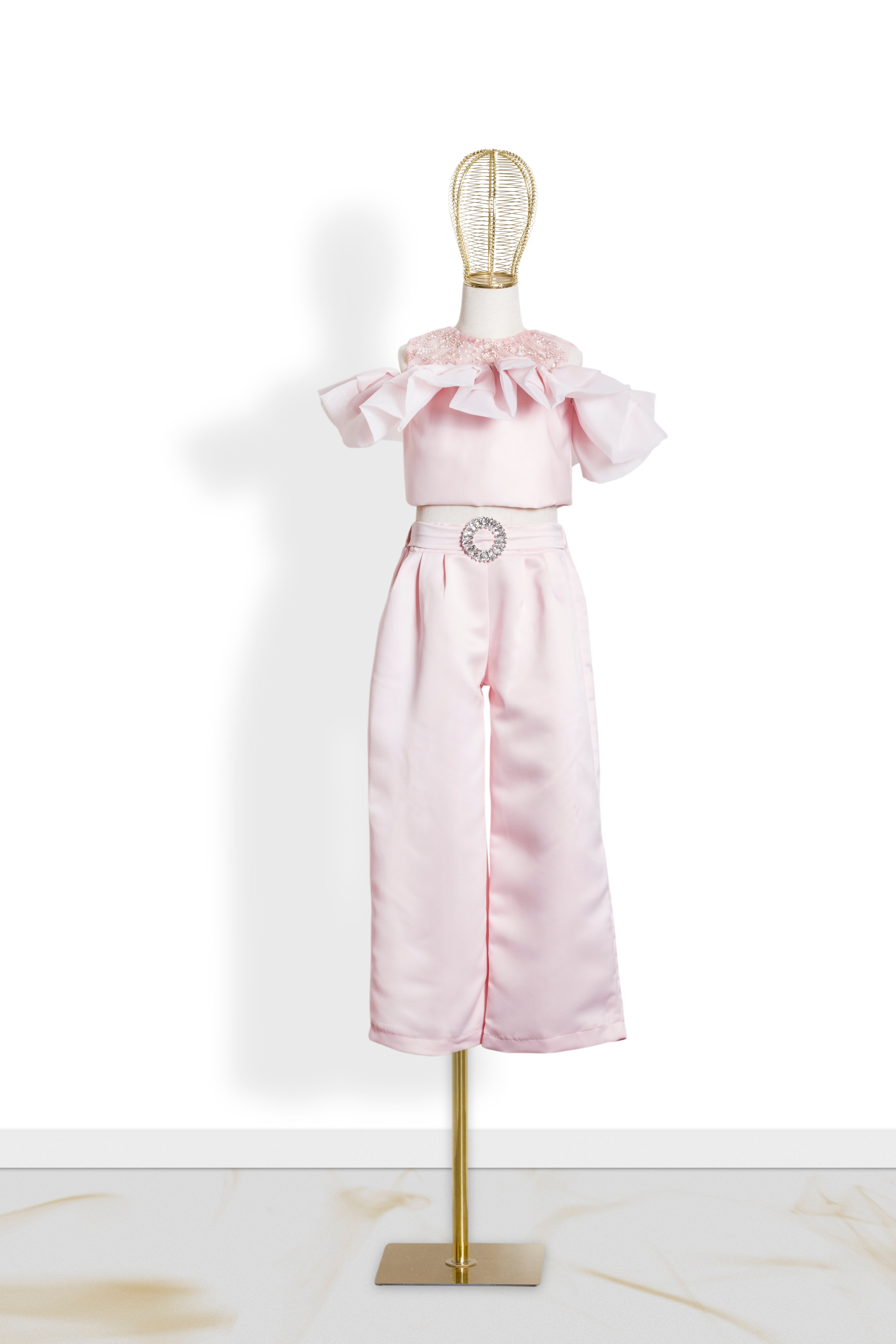 Coordinato Bambina Rosa Volant Glamour '70