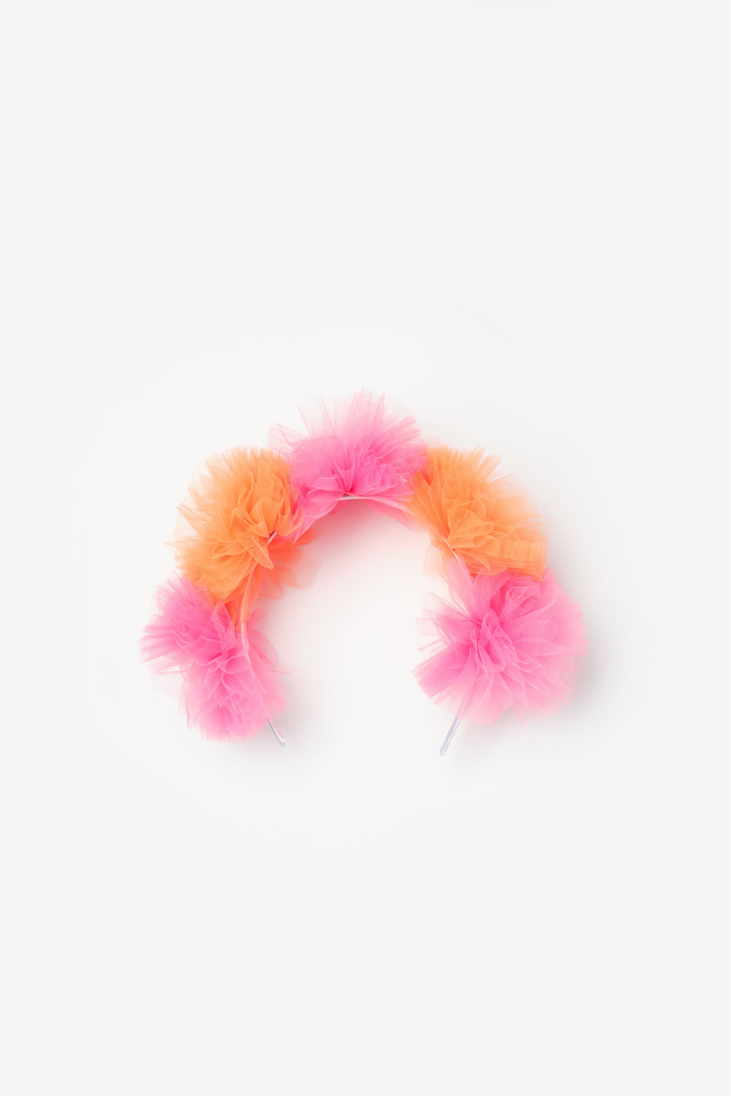 Cerchietto Arancio Bambina Pom Pom Tulle